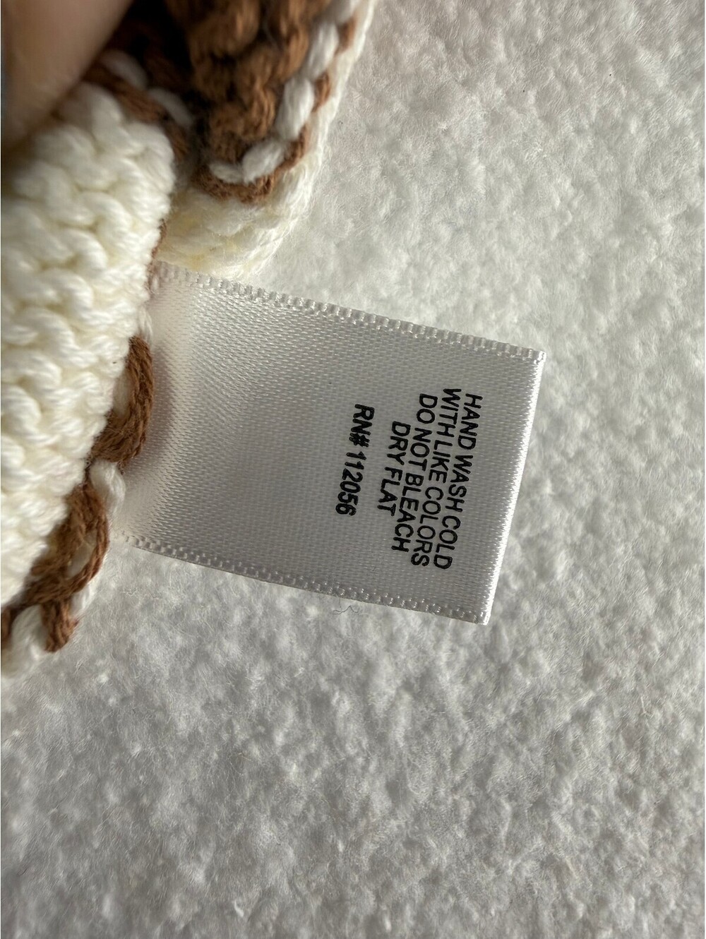 Zenana Medium Brown and White Striped Cotton Sweater - Picture 3 of 5